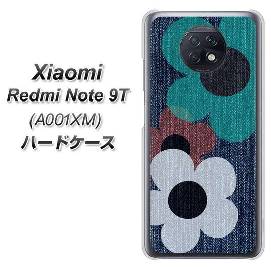 SoftBank Xiaomi(シャオミ)Redmi Note 9T A001XM 高画質仕上げ 背面印刷 ハードケース【EK869 ルーズフラワーinデニム風】