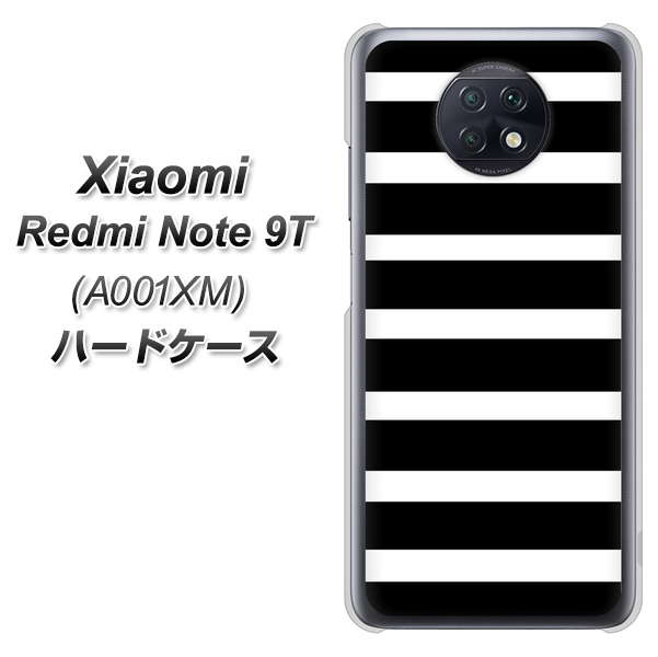 SoftBank Xiaomi(シャオミ)Redmi Note 9T A001XM 高画質仕上げ 背面印刷 ハードケース【EK879 ボーダーブラック(L)】
