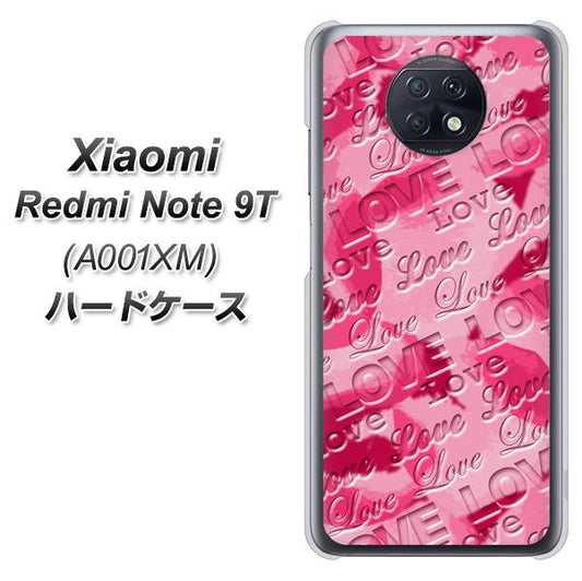 SoftBank Xiaomi(シャオミ)Redmi Note 9T A001XM 高画質仕上げ 背面印刷 ハードケース【SC845 フラワーヴェルニLOVE濃いピンク(ローズアンディアン)】