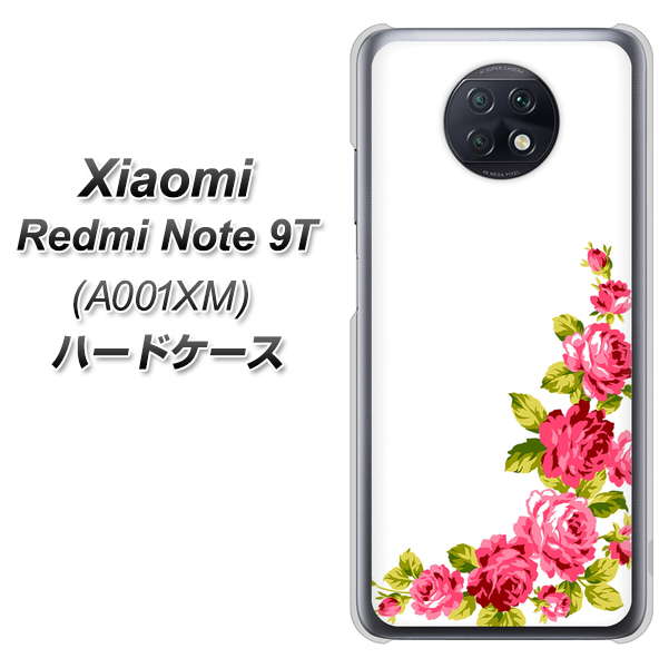 SoftBank Xiaomi(シャオミ)Redmi Note 9T A001XM 高画質仕上げ 背面印刷 ハードケース【VA825 バラのフレーム(白)】