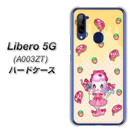 Y!mobile ZTE リベロ5G A003ZT 高画質仕上げ 背面印刷 ハードケース【AG815 ストロベリードーナツ(水玉黄)】