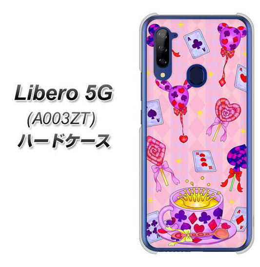 Y!mobile ZTE リベロ5G A003ZT 高画質仕上げ 背面印刷 ハードケース【AG817 トランプティー(ピンク)】