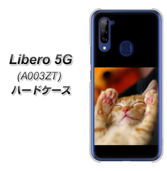 Y!mobile ZTE リベロ5G A003ZT 高画質仕上げ 背面印刷 ハードケース【VA804 爆睡するネコ】