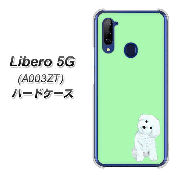 Y!mobile ZTE リベロ5G A003ZT 高画質仕上げ 背面印刷 ハードケース【YJ071 トイプードルホワイト(グリーン)】