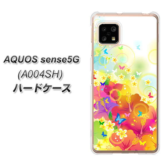 SoftBank アクオスセンス5G A004SH 高画質仕上げ 背面印刷 ハードケース【647 ハイビスカスと蝶】