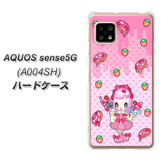 SoftBank アクオスセンス5G A004SH 高画質仕上げ 背面印刷 ハードケース【AG816 ストロベリードーナツ(水玉ピンク)】