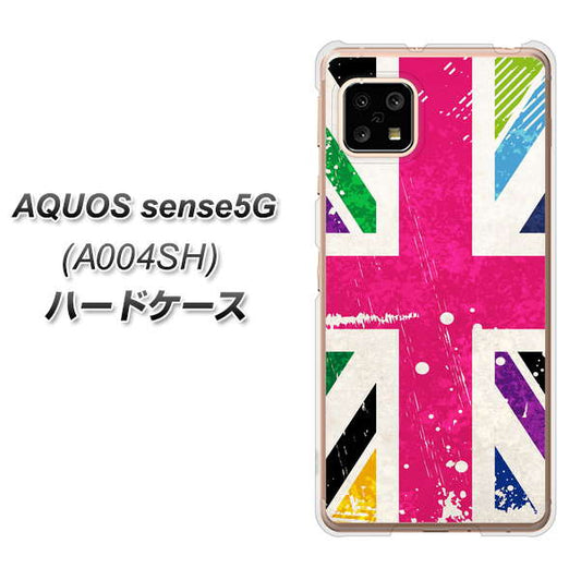 SoftBank アクオスセンス5G A004SH 高画質仕上げ 背面印刷 ハードケース【SC806 ユニオンジャック ピンクビンテージ】