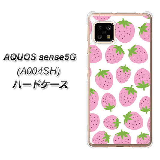 SoftBank アクオスセンス5G A004SH 高画質仕上げ 背面印刷 ハードケース【SC809 小さいイチゴ模様 ピンク】