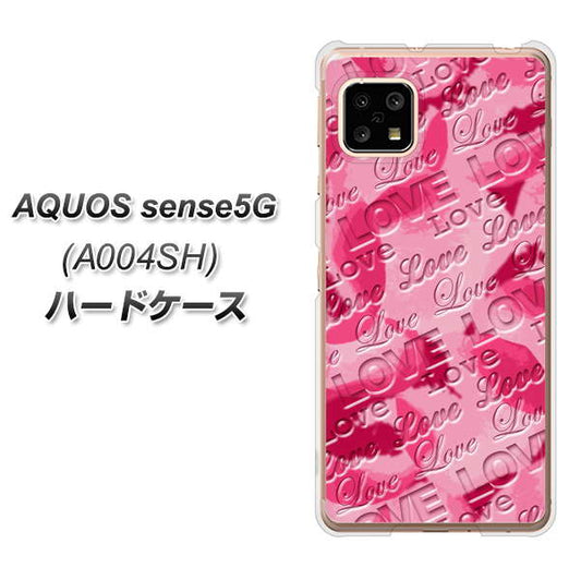 SoftBank アクオスセンス5G A004SH 高画質仕上げ 背面印刷 ハードケース【SC845 フラワーヴェルニLOVE濃いピンク(ローズアンディアン)】