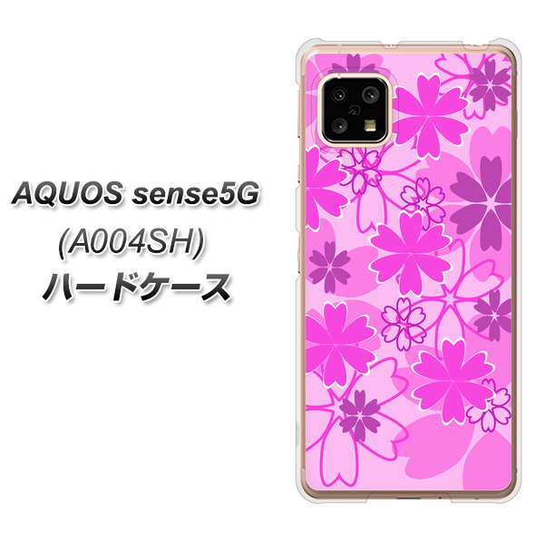 SoftBank アクオスセンス5G A004SH 高画質仕上げ 背面印刷 ハードケース【VA961 重なり合う花 ピンク】