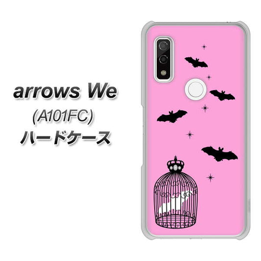 arrows We A101FC 高画質仕上げ 背面印刷 ハードケース【AG808 こうもりの王冠鳥かご(ピンク×黒)】