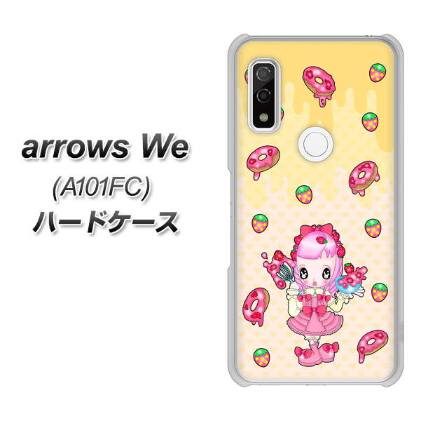 arrows We A101FC 高画質仕上げ 背面印刷 ハードケース【AG815 ストロベリードーナツ(水玉黄)】