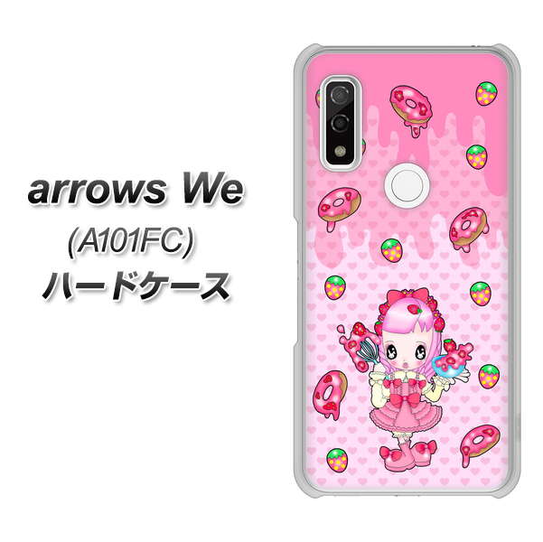 arrows We A101FC 高画質仕上げ 背面印刷 ハードケース【AG816 ストロベリードーナツ(水玉ピンク)】