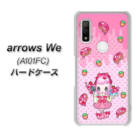 arrows We A101FC 高画質仕上げ 背面印刷 ハードケース【AG816 ストロベリードーナツ(水玉ピンク)】