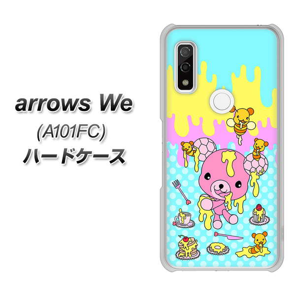 arrows We A101FC 高画質仕上げ 背面印刷 ハードケース【AG821 ハニベア(水玉水色)】