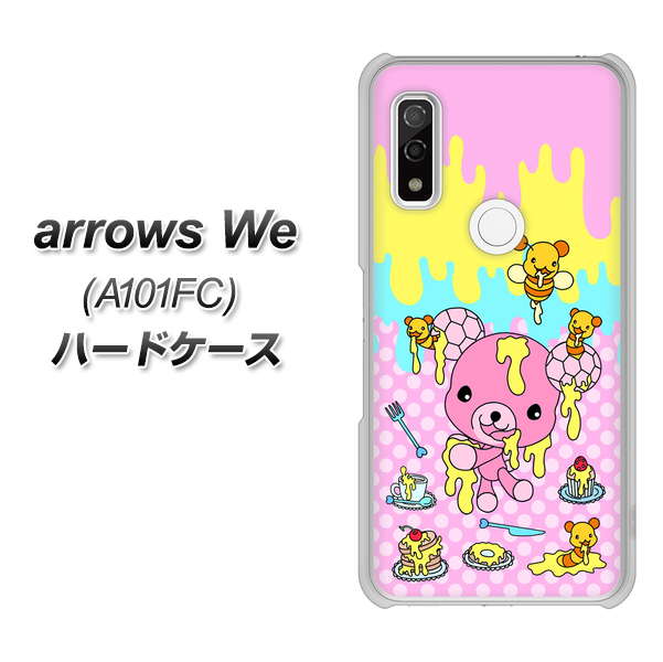 arrows We A101FC 高画質仕上げ 背面印刷 ハードケース【AG822 ハニベア(水玉ピンク)】