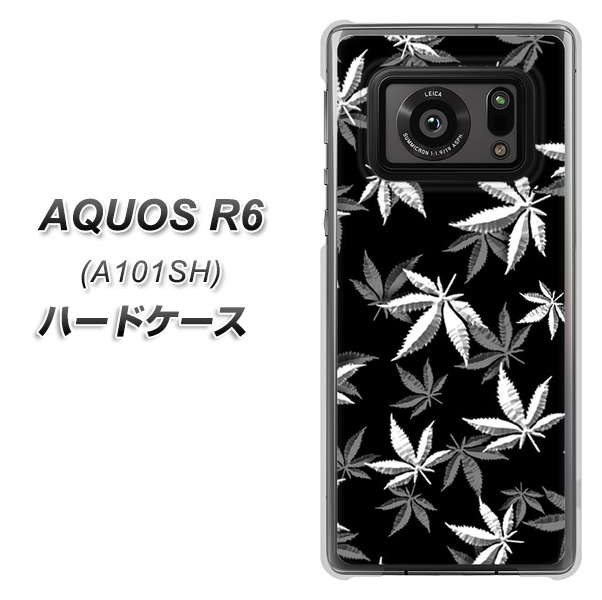 アクオスR6 A101SH 高画質仕上げ 背面印刷 ハードケース【064 モノトーン大麻ブラック】
