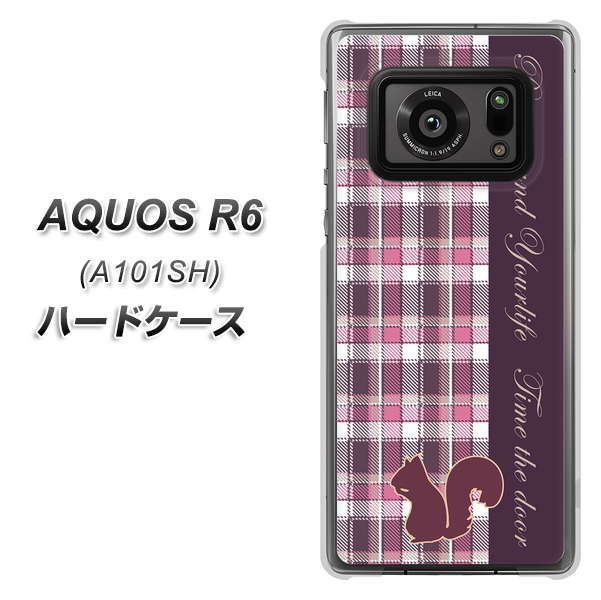 アクオスR6 A101SH 高画質仕上げ 背面印刷 ハードケース【519 チェック柄にリス】