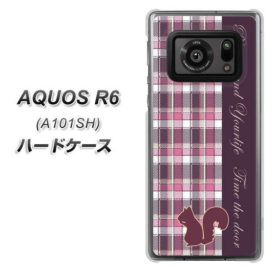 アクオスR6 A101SH 高画質仕上げ 背面印刷 ハードケース【519 チェック柄にリス】