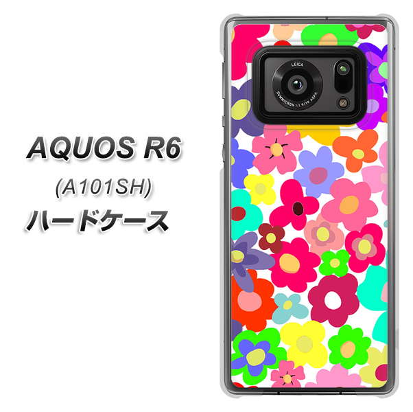 アクオスR6 A101SH 高画質仕上げ 背面印刷 ハードケース【782 春のルーズフラワーWH】