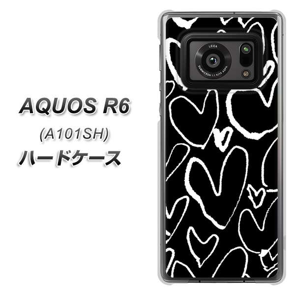 アクオスR6 A101SH 高画質仕上げ 背面印刷 ハードケース【1124 ハート BK&WH】