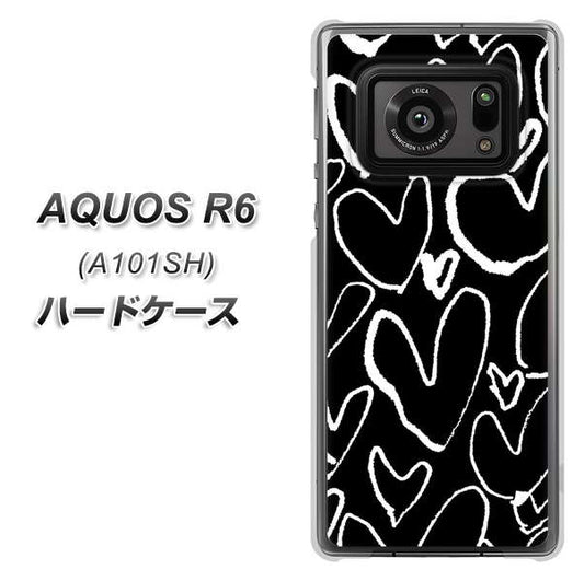 アクオスR6 A101SH 高画質仕上げ 背面印刷 ハードケース【1124 ハート BK&WH】