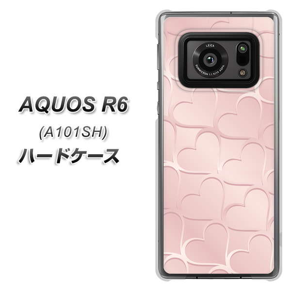 アクオスR6 A101SH 高画質仕上げ 背面印刷 ハードケース【1340 かくれハート(ローズピンク)】