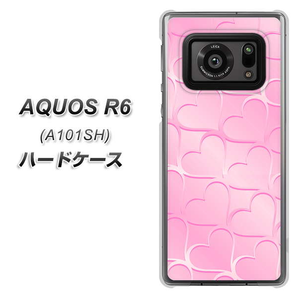 アクオスR6 A101SH 高画質仕上げ 背面印刷 ハードケース【1342 かくれハート(ピンク)】