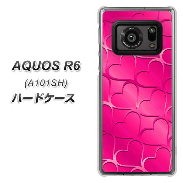 アクオスR6 A101SH 高画質仕上げ 背面印刷 ハードケース【1347 かくれハート(ショッキングピンク)】