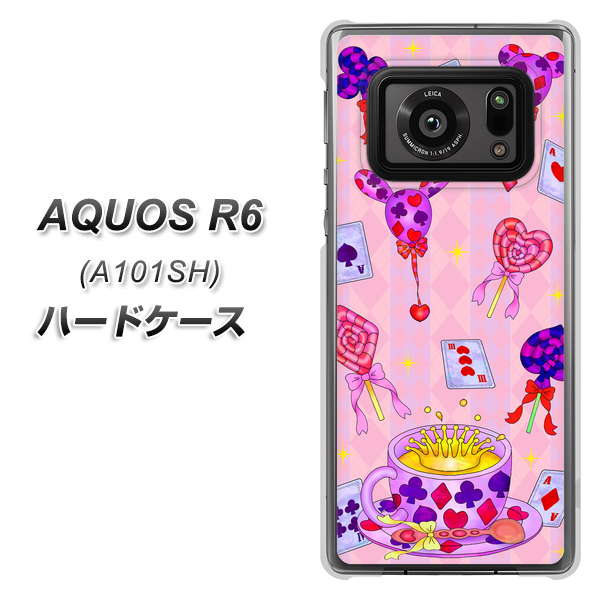 アクオスR6 A101SH 高画質仕上げ 背面印刷 ハードケース【AG817 トランプティー(ピンク)】
