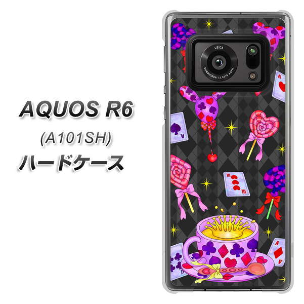 アクオスR6 A101SH 高画質仕上げ 背面印刷 ハードケース【AG818 トランプティー(黒)】