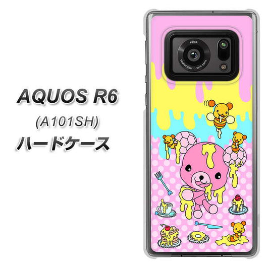 アクオスR6 A101SH 高画質仕上げ 背面印刷 ハードケース【AG822 ハニベア(水玉ピンク)】