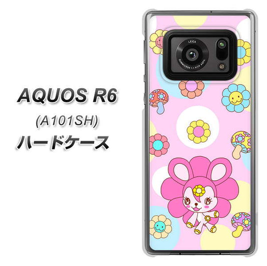 アクオスR6 A101SH 高画質仕上げ 背面印刷 ハードケース【AG823 フラワーうさぎのフラッピョン(ピンク)】