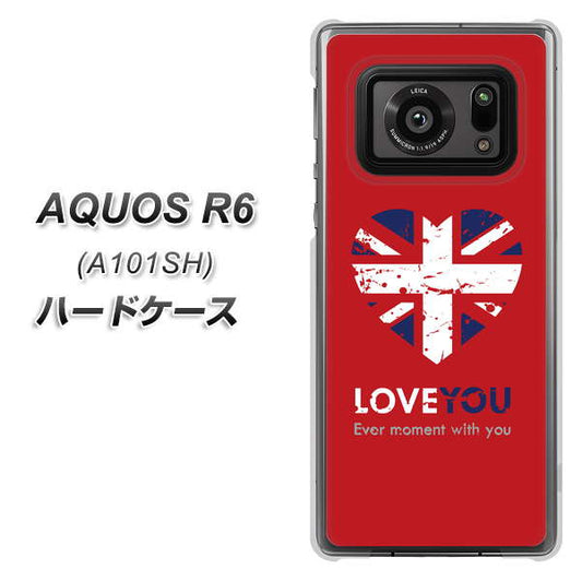 アクオスR6 A101SH 高画質仕上げ 背面印刷 ハードケース【SC804 ユニオンジャック ハートビンテージレッド】