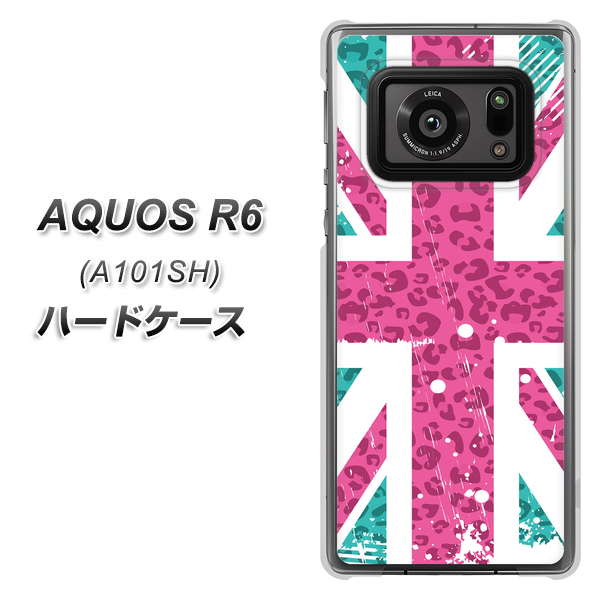 アクオスR6 A101SH 高画質仕上げ 背面印刷 ハードケース【SC807 ユニオンジャック ピンクヒョウ柄】