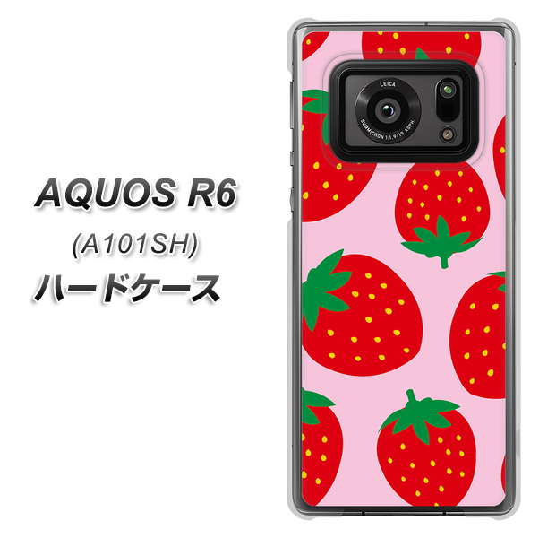 アクオスR6 A101SH 高画質仕上げ 背面印刷 ハードケース【SC820 大きいイチゴ模様レッドとピンク】