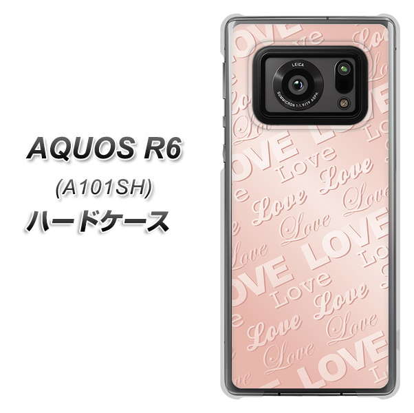 アクオスR6 A101SH 高画質仕上げ 背面印刷 ハードケース【SC841 エンボス風LOVEリンク(ローズピンク)】
