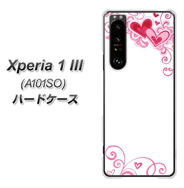 SoftBank エクスペリア1 III A101SO 高画質仕上げ 背面印刷 ハードケース【365 ハートフレーム】