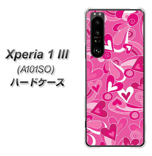 SoftBank エクスペリア1 III A101SO 高画質仕上げ 背面印刷 ハードケース【383 ピンクのハート】