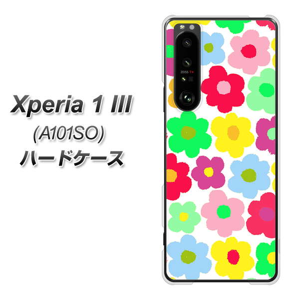 SoftBank エクスペリア1 III A101SO 高画質仕上げ 背面印刷 ハードケース【758 ルーズフラワーカラフル】
