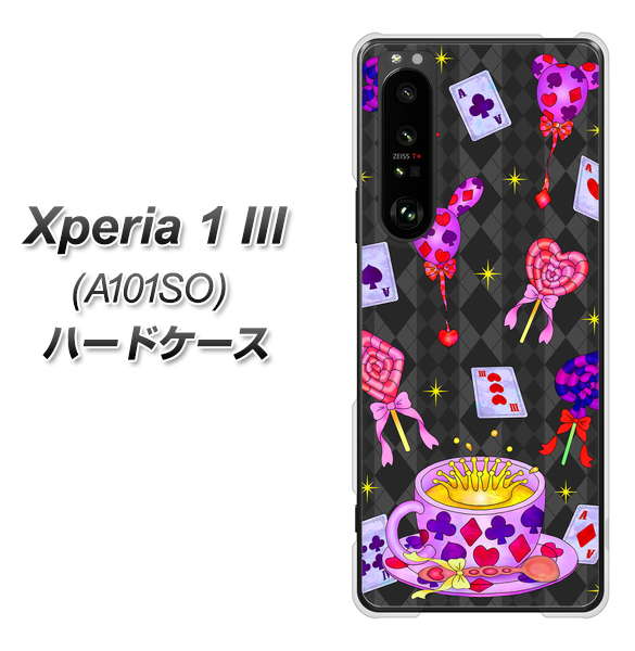 SoftBank エクスペリア1 III A101SO 高画質仕上げ 背面印刷 ハードケース【AG818 トランプティー(黒)】
