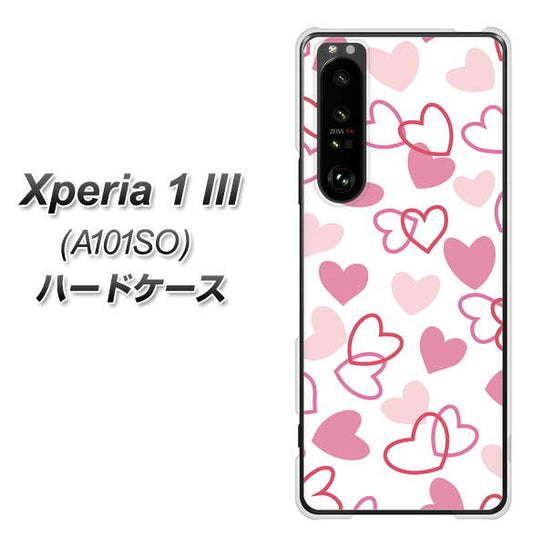 SoftBank エクスペリア1 III A101SO 高画質仕上げ 背面印刷 ハードケース【VA929 ハートがいっぱい ピンク】