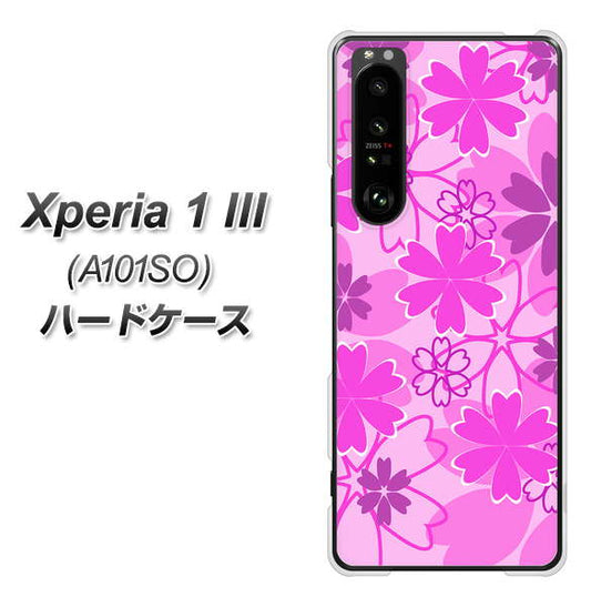 SoftBank エクスペリア1 III A101SO 高画質仕上げ 背面印刷 ハードケース【VA961 重なり合う花 ピンク】