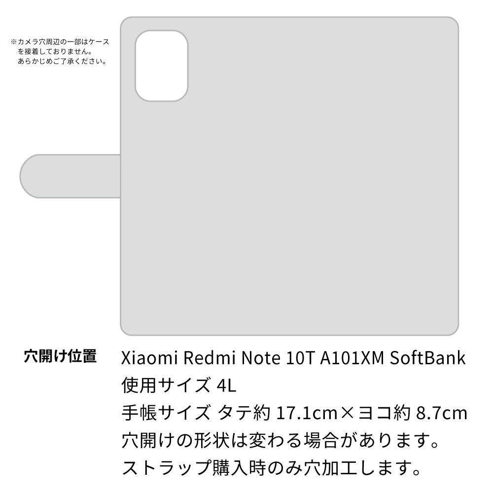 Redmi Note 10T A101XM SoftBank 水玉帆布×本革仕立て 手帳型ケース 耐衝撃