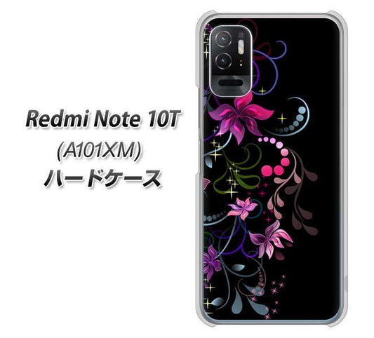 Redmi Note 10T A101XM SoftBank 高画質仕上げ 背面印刷 ハードケース【263 闇に浮かぶ華】
