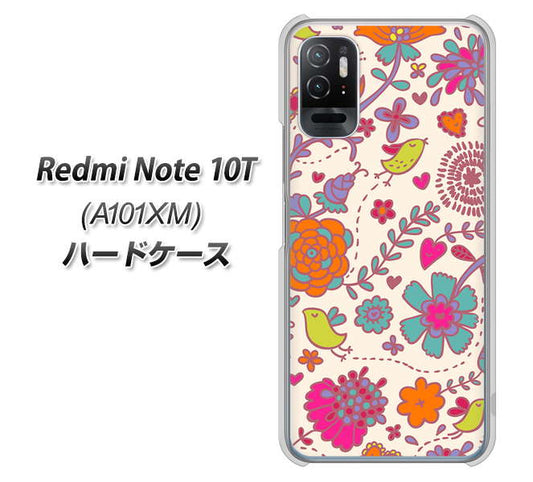 Redmi Note 10T A101XM SoftBank 高画質仕上げ 背面印刷 ハードケース【323 小鳥と花】