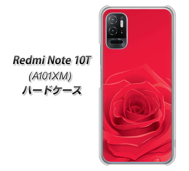 Redmi Note 10T A101XM SoftBank 高画質仕上げ 背面印刷 ハードケース【395 赤いバラ】