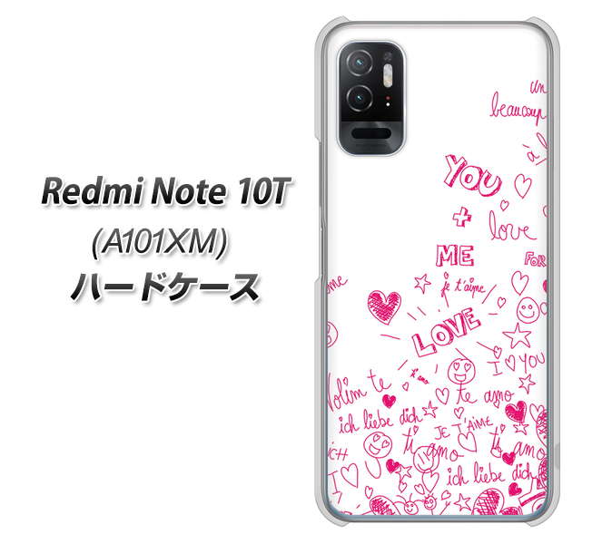 Redmi Note 10T A101XM SoftBank 高画質仕上げ 背面印刷 ハードケース【631 恋の落書き】