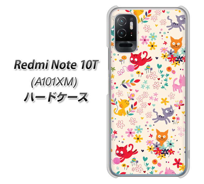 Redmi Note 10T A101XM SoftBank 高画質仕上げ 背面印刷 ハードケース【693 ネコのあそび場】