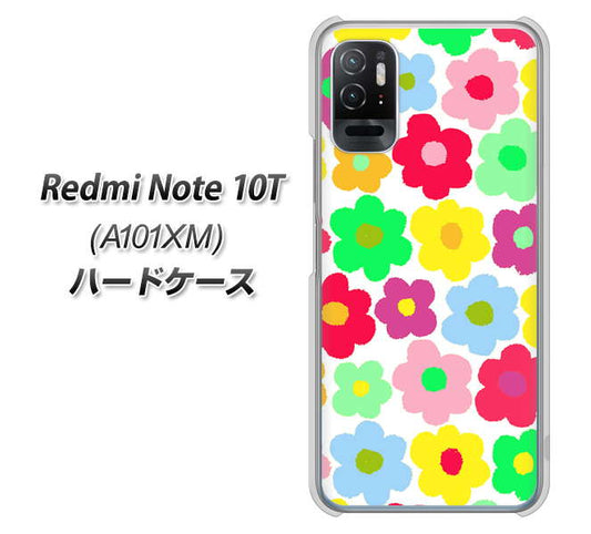 Redmi Note 10T A101XM SoftBank 高画質仕上げ 背面印刷 ハードケース【758 ルーズフラワーカラフル】